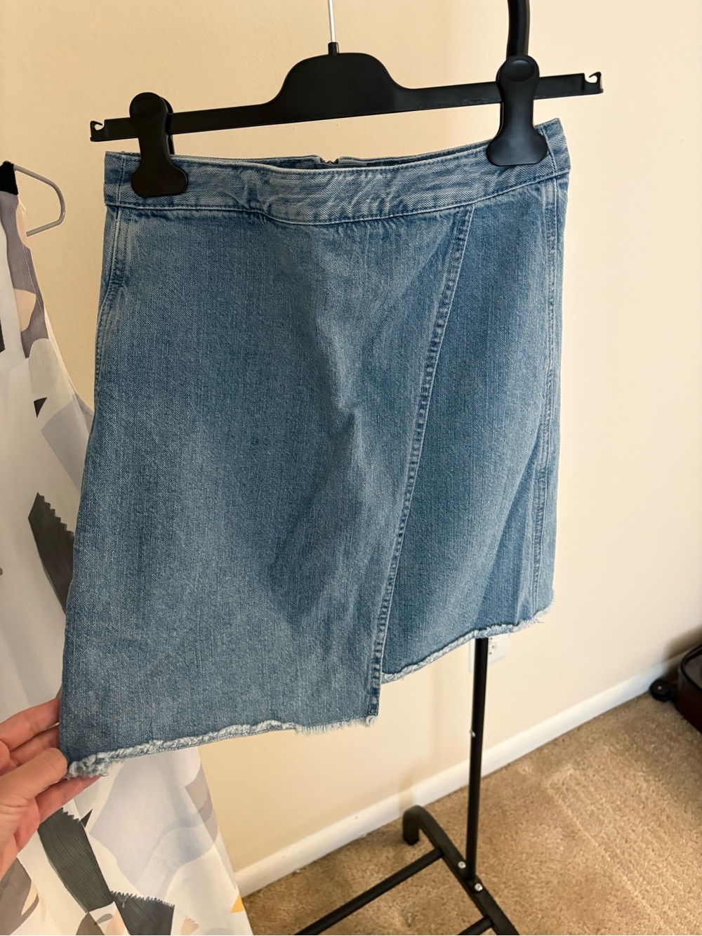 Blue Denim Asymmetric Mini Skirt